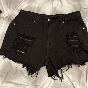 Women's Shein Black Denim Distressed Shorts